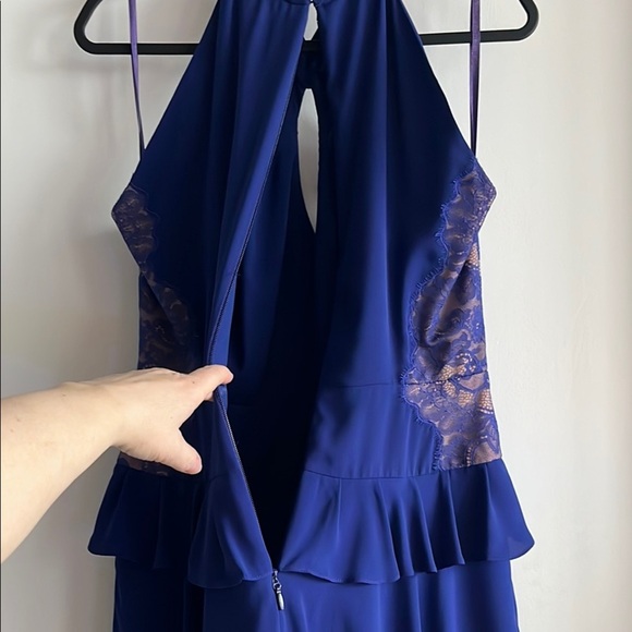 Women's BGBG Maxazria dress, orient blue, lace, knee length, dressy flowy short - Picture 8 of 16